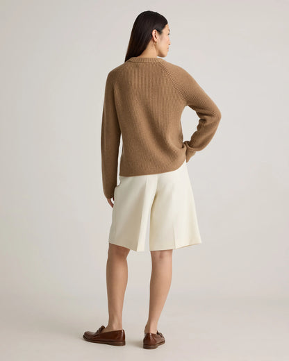 Mongolian Cashmere Fisherman Crewneck Sweater - XS / Teak