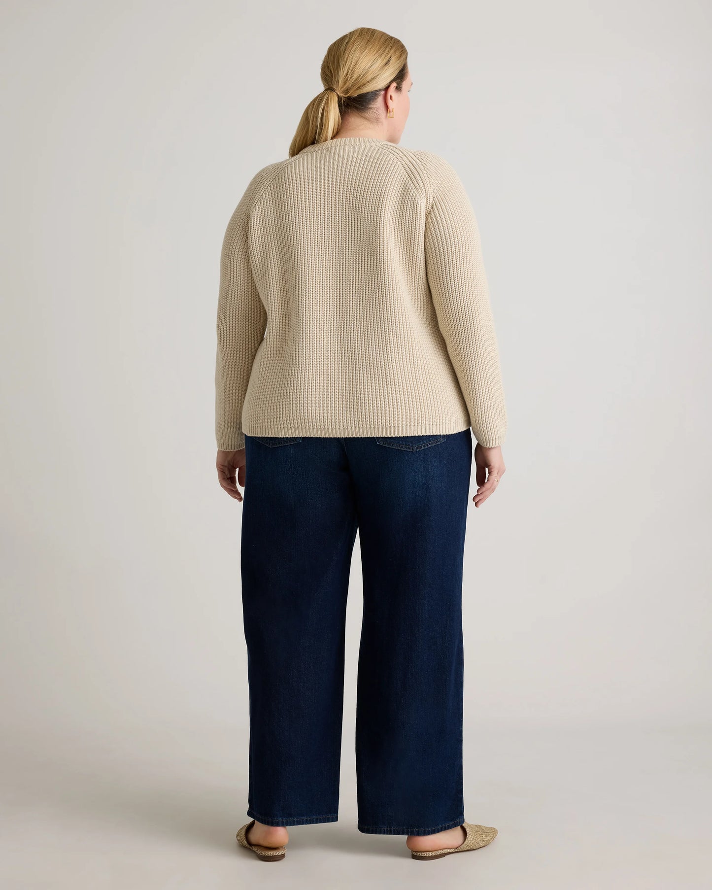 100% Organic Cotton Fisherman Crew Sweater - 1X / Blue Sapphire