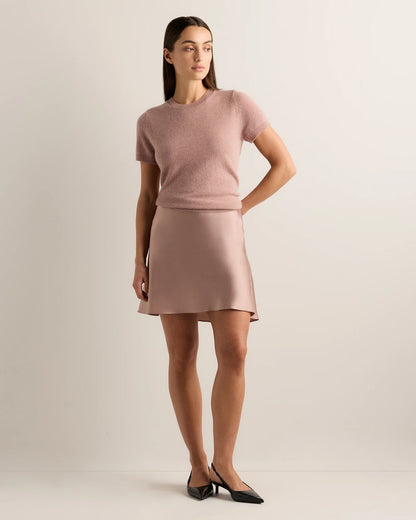 100% Washable Silk Mini Skirt - XS / Champagne