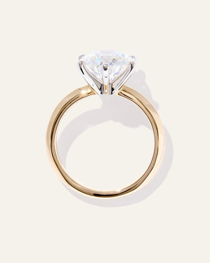 Lab Grown Diamond Round Six Prong Knife Edge Engagement Ring - 3ct - 4 / Yellow Gold