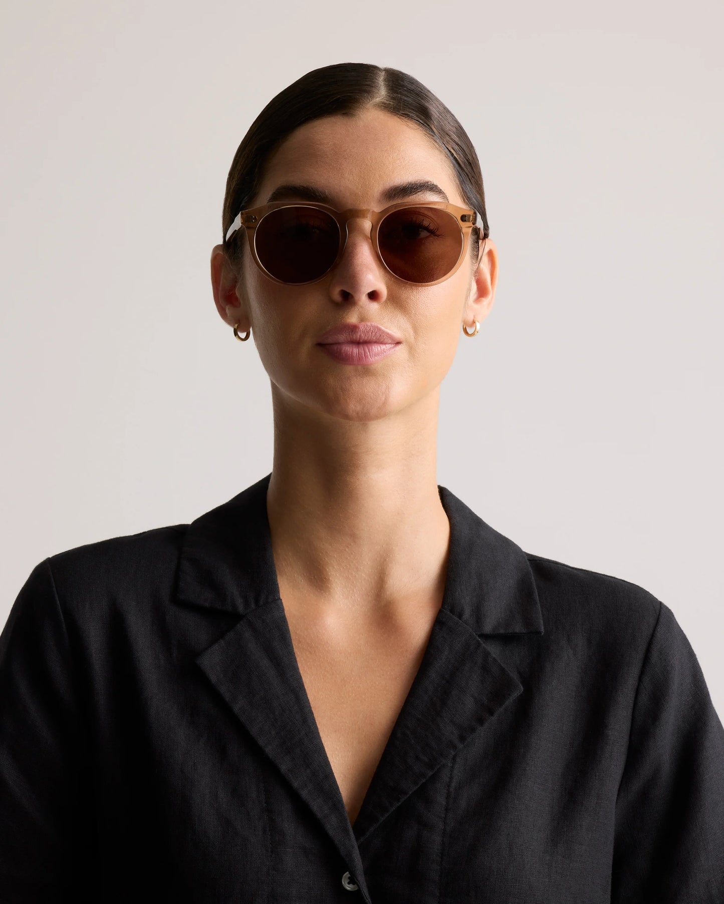 Tahiti Polarized Acetate Sunglasses - One Size / Clear Taupe with Brown lens