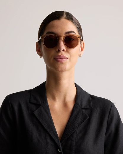 Tahiti Polarized Acetate Sunglasses - One Size / Clear Taupe with Brown lens