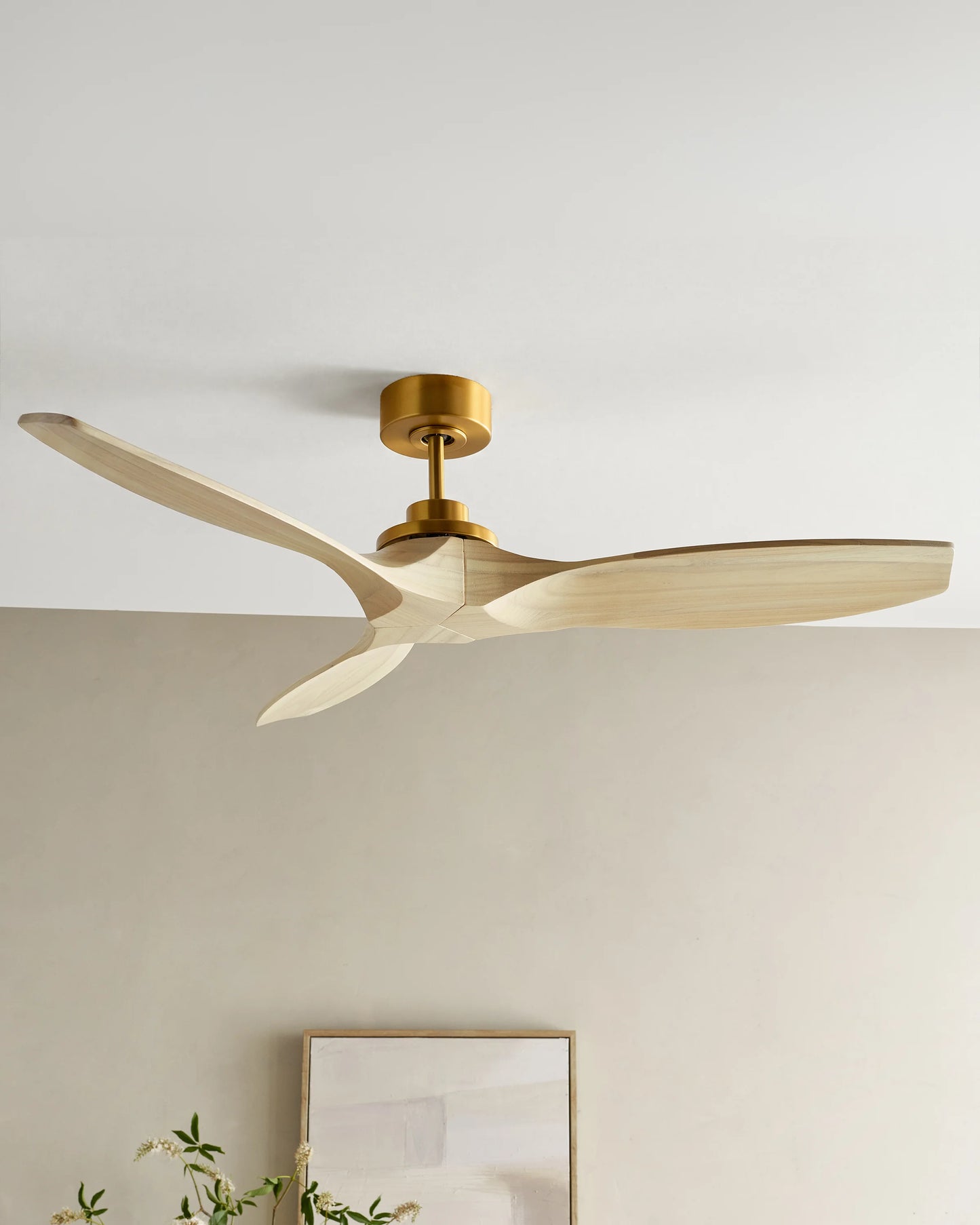 Transitional Wood Blade Ceiling Fan - 52" / Honey/Black