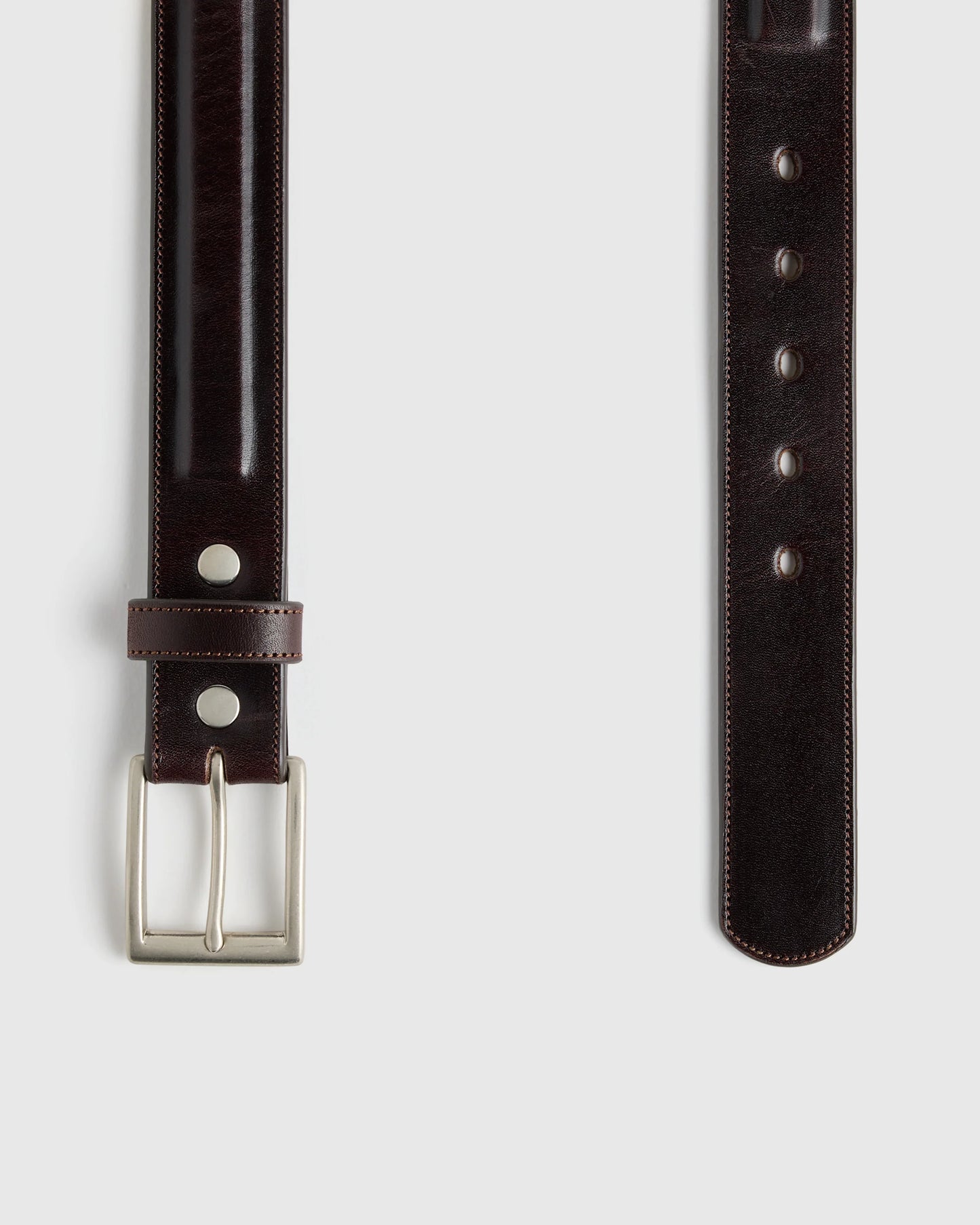 Hugo Contoured Leather Dress Belt - 30 / Hickory
