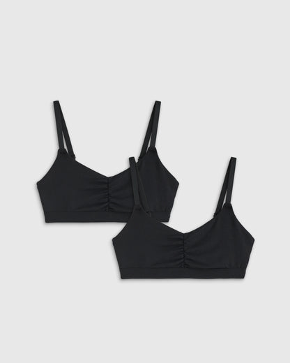 Micromodal Ruched Bralette (2-pack) - XS / Black