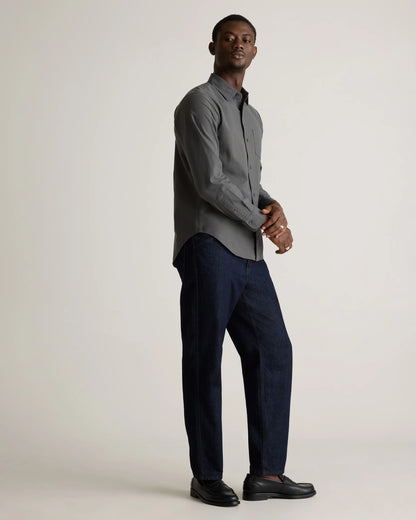 Organic Cotton Stretch Textured Twill Shirt - S / Navy