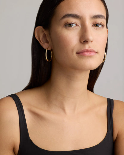 14K Gold 3mm Tube Hoops - 35mm / Yellow Gold