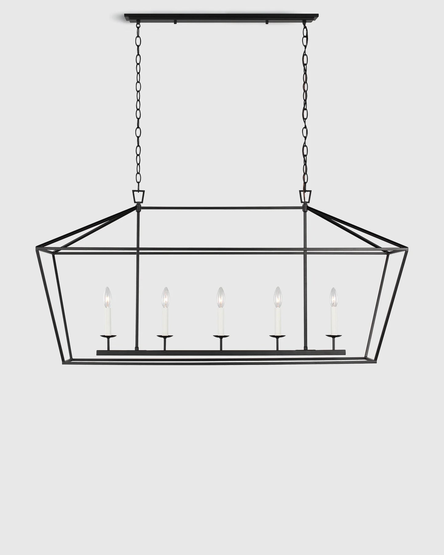 Traditional Steel Linear Lantern Chandelier - One Size / Brass