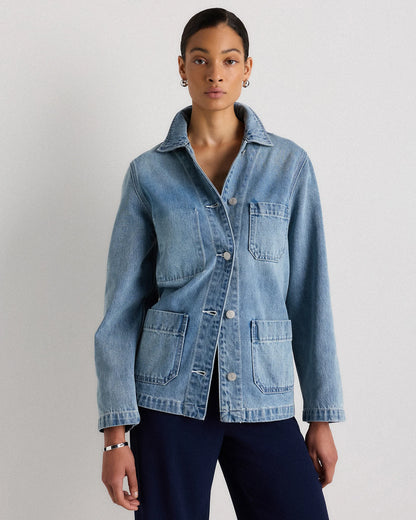 100% Organic Cotton Denim Chore Jacket - XS / Indigo Blue