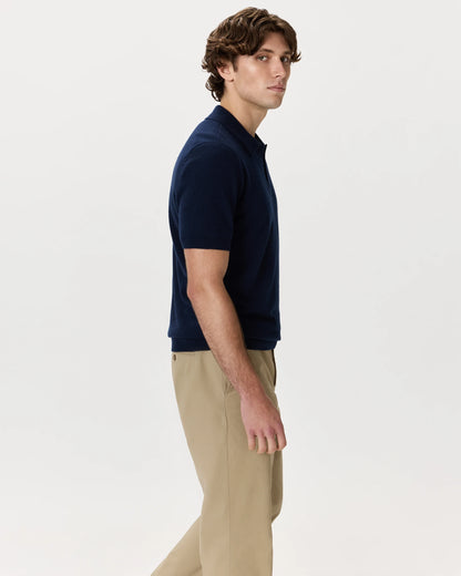 100% Mongolian Cashmere Johnny Collar Polo Sweater - S / Oatmeal