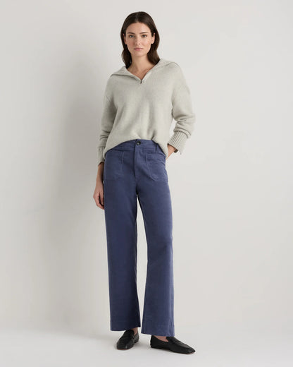 Organic Stretch Corduroy Cropped Wide Leg Pants - 0 / Black
