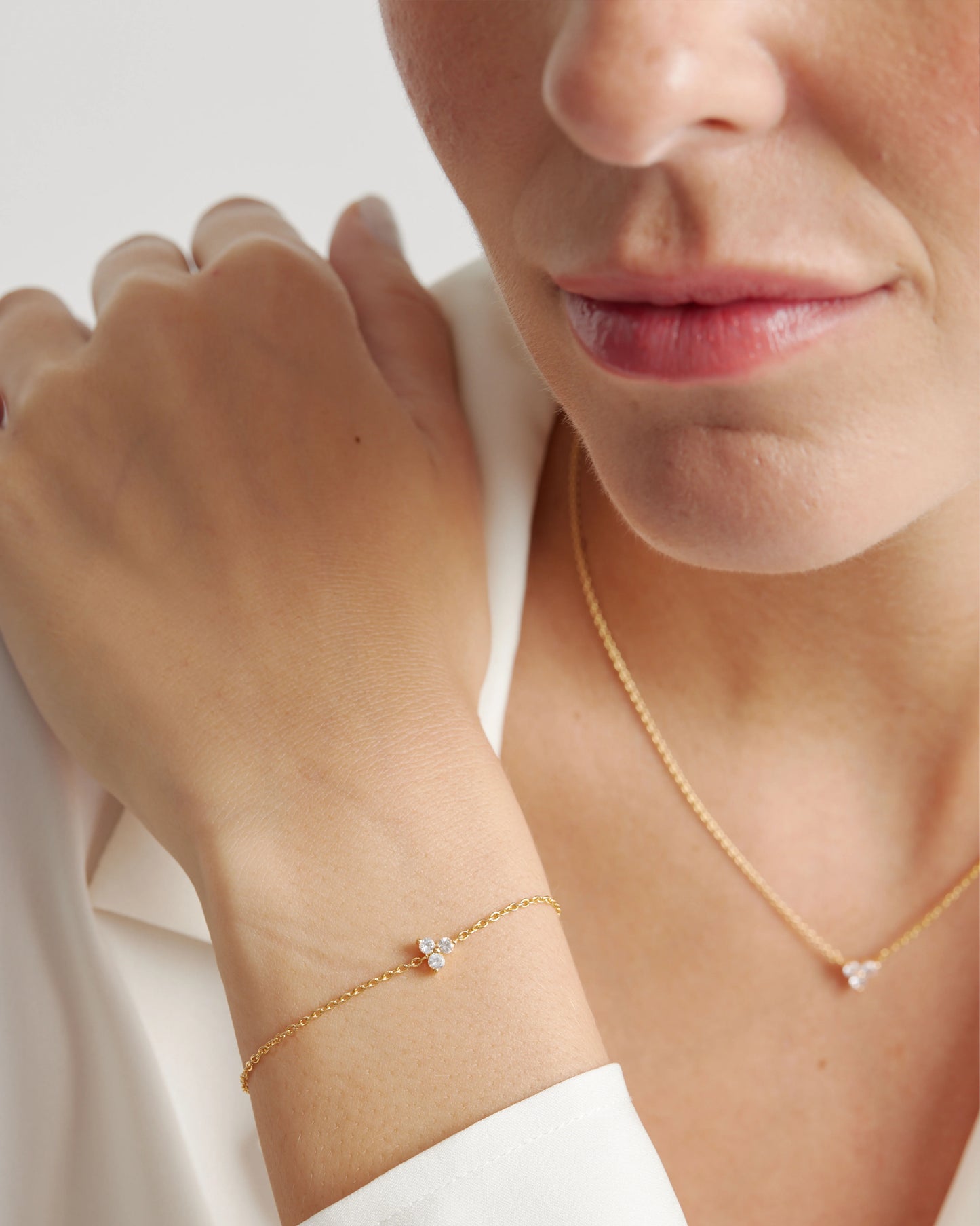 White Sapphire Triad Bracelet - One Size / Gold Vermeil