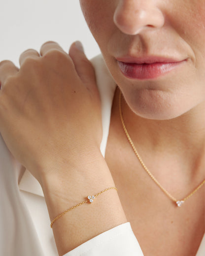 White Sapphire Triad Bracelet - One Size / Gold Vermeil