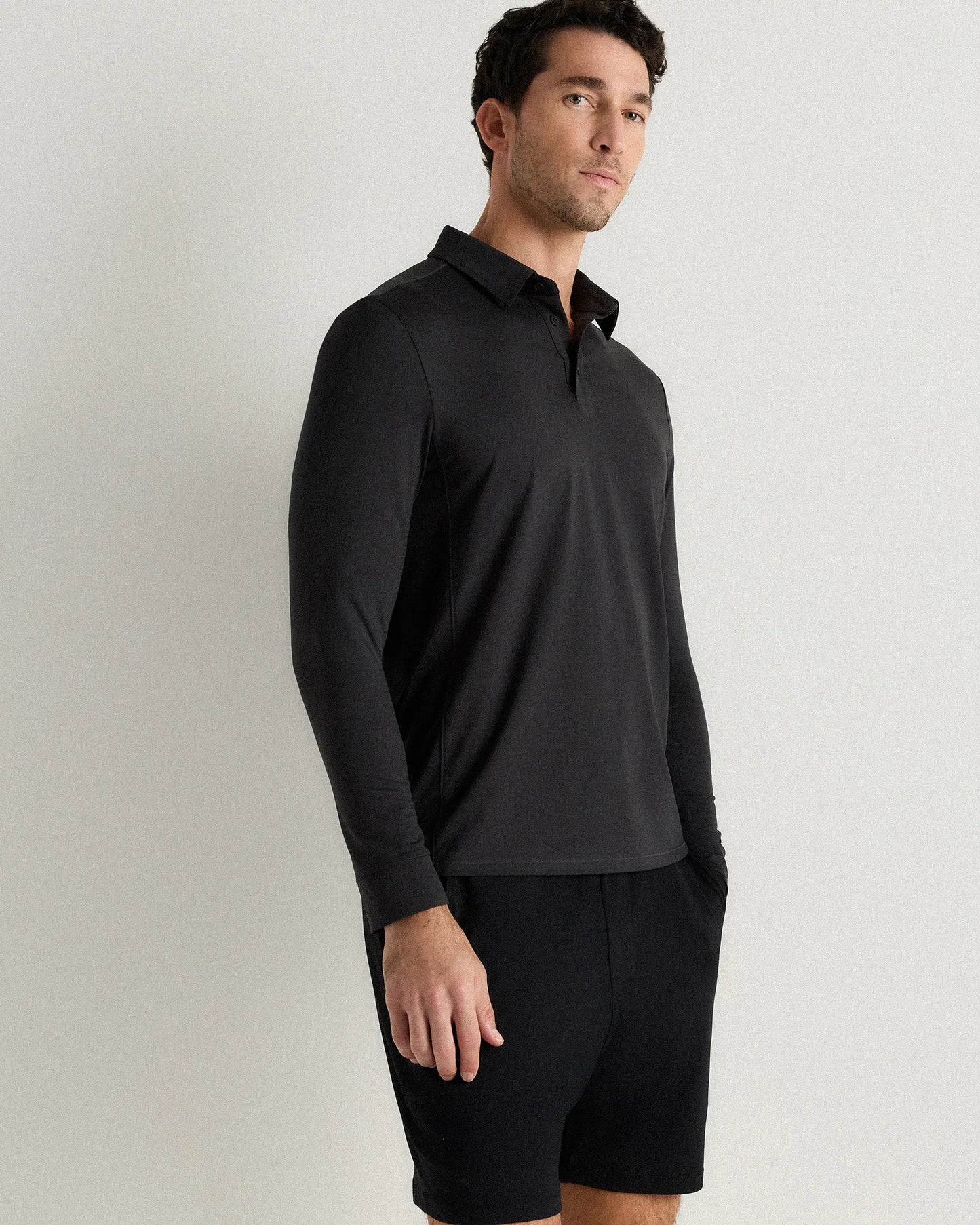 Flowknit Breeze Performance Long Sleeve Polo - XS / Heather Black