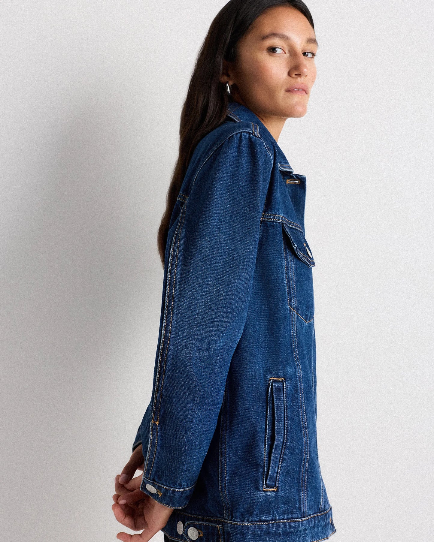 100% Organic Cotton Oversized Denim Jacket - XS / Washed Black