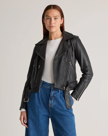 100% Leather Motorcycle Jacket - XS / Cognac