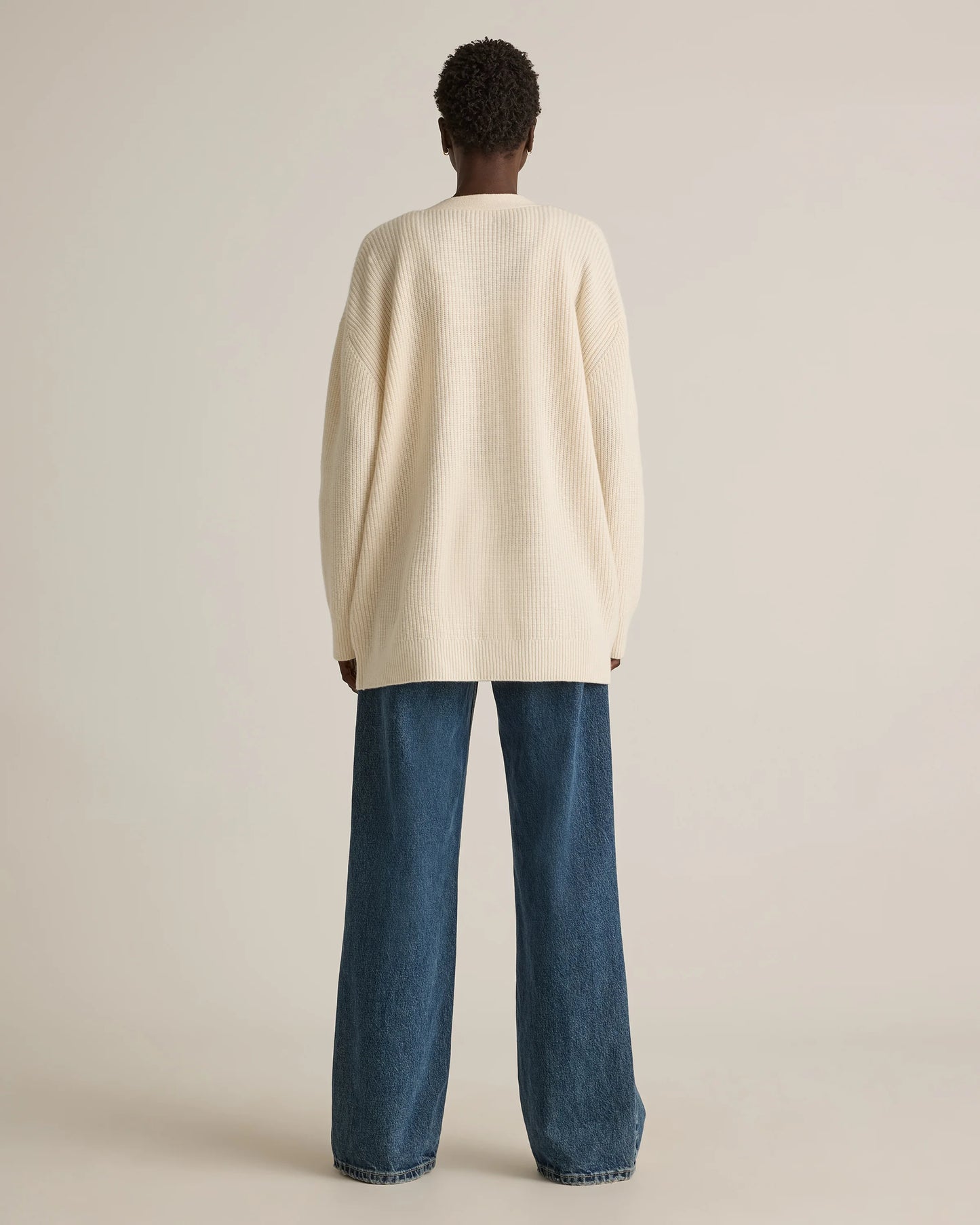 Mongolian Cashmere Oversized Boyfriend Cardigan Sweater - XS / Brown