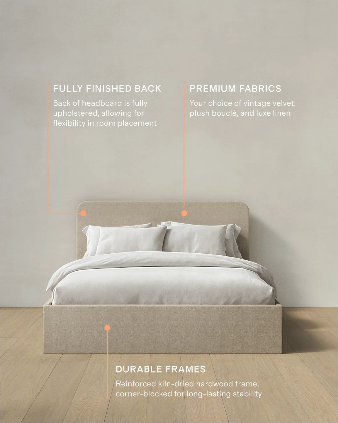 100% Linen Curved Bed - Full / Canvas