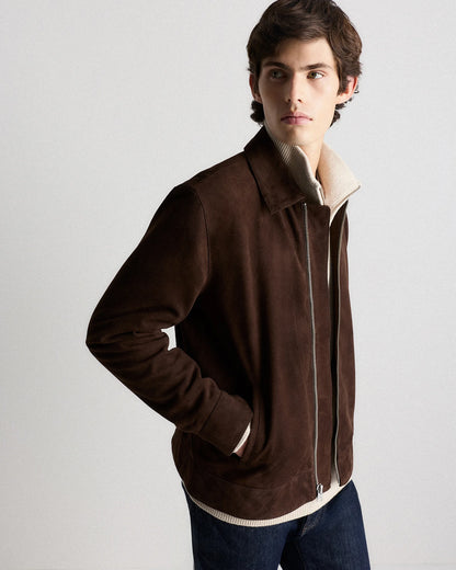 100% Suede Harrington Jacket - S / True Black