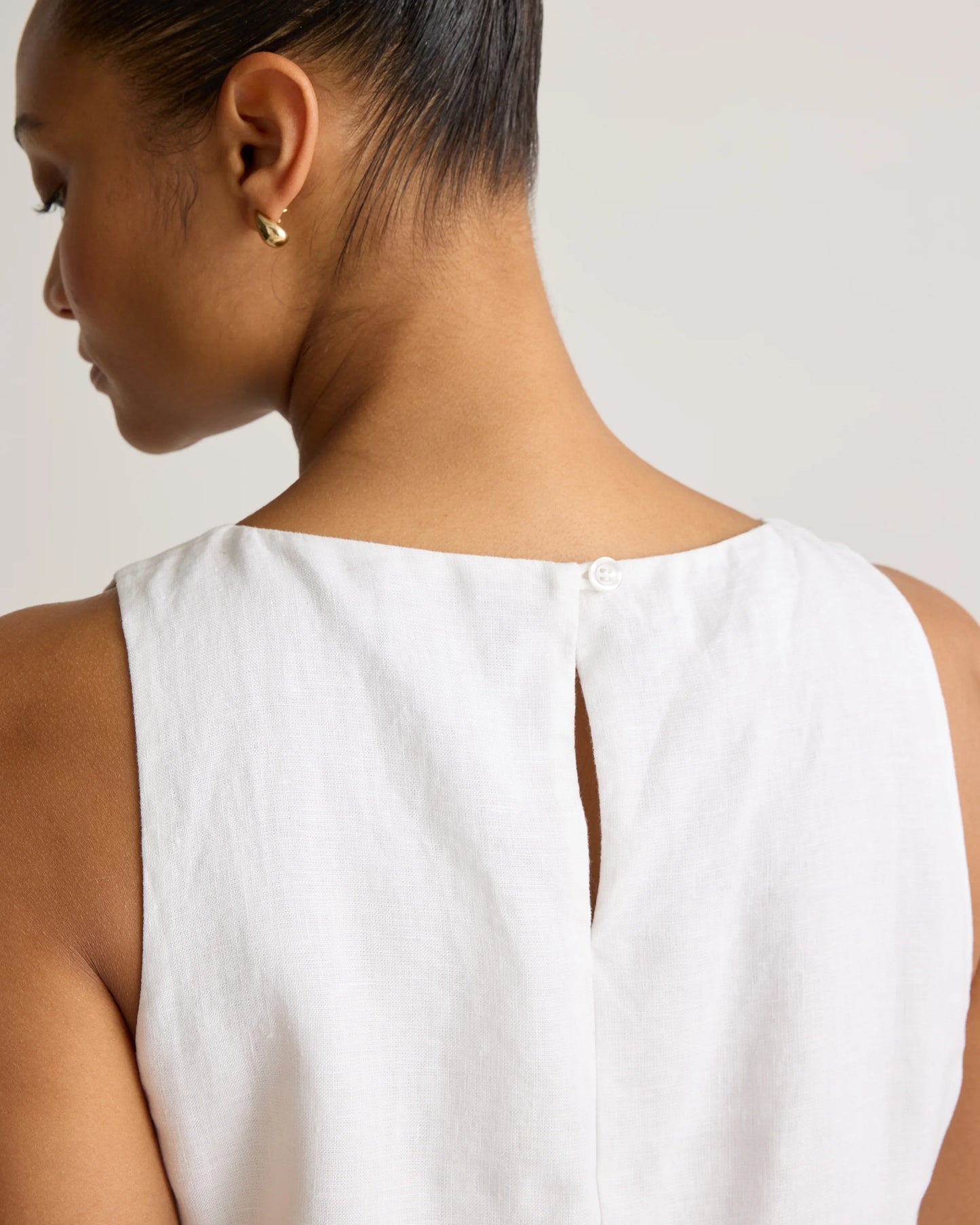 100% European Linen Tank Mini Dress - XS / Martini Olive