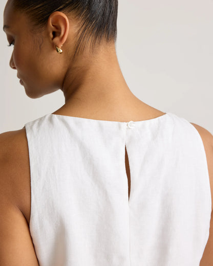 100% European Linen Tank Mini Dress - XS / Martini Olive