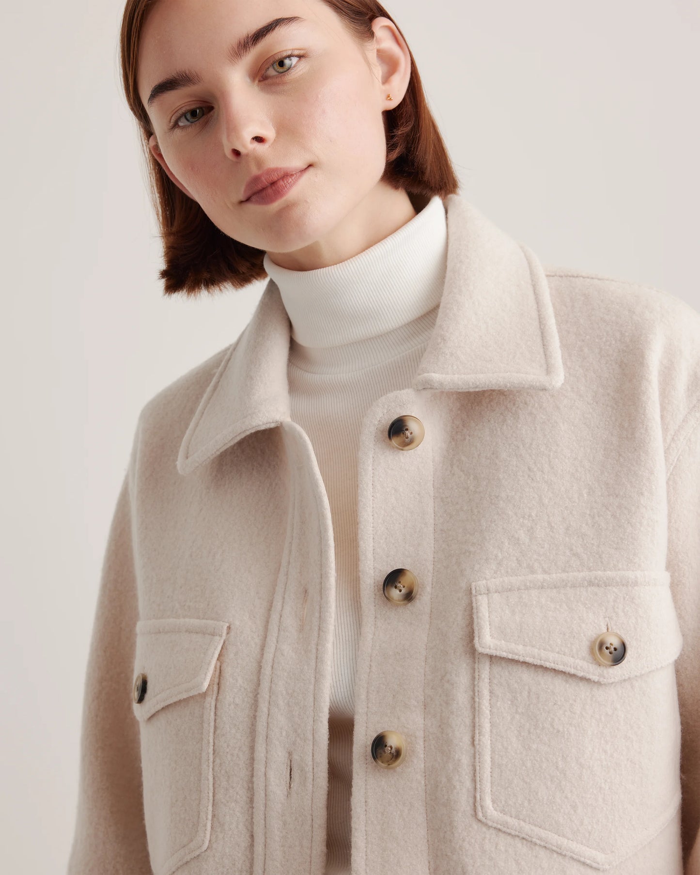 100% Merino Wool Cropped Shirt Jacket - XS / Mulled Wine