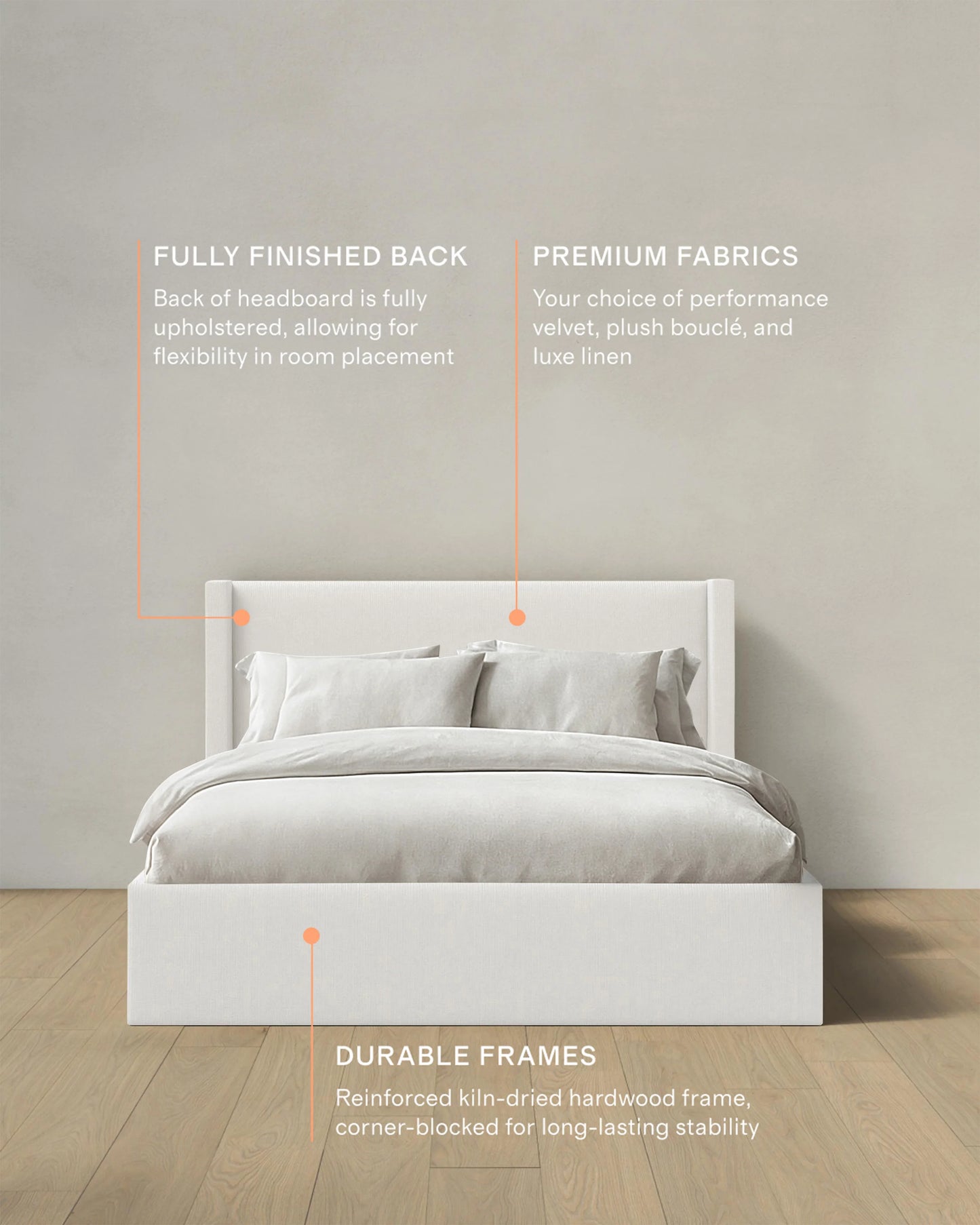 Wingback Bed in Performance Velvet - Full / Butterscotch