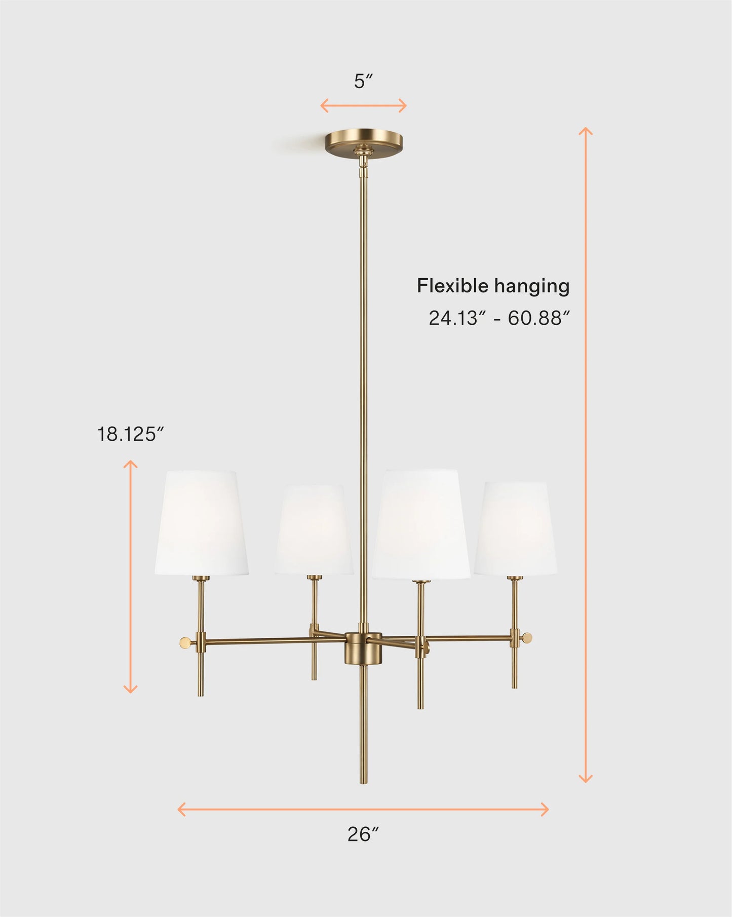 Linear Steel Chandelier with Linen Shades - Small / Black