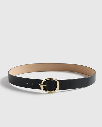 Zoe Sculptural European Leather Belt - XS / Black/Silver