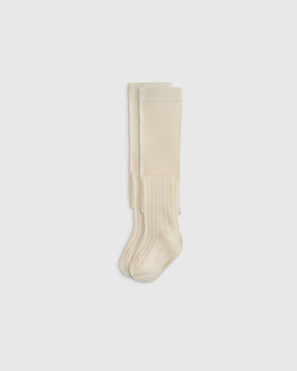 Organic Cotton Rib Tights (2-pack) - 0-6M / Ivory
