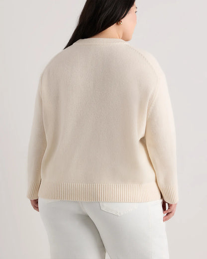 Mongolian Cashmere Oversized Crewneck Sweater - 1X / Oatmeal
