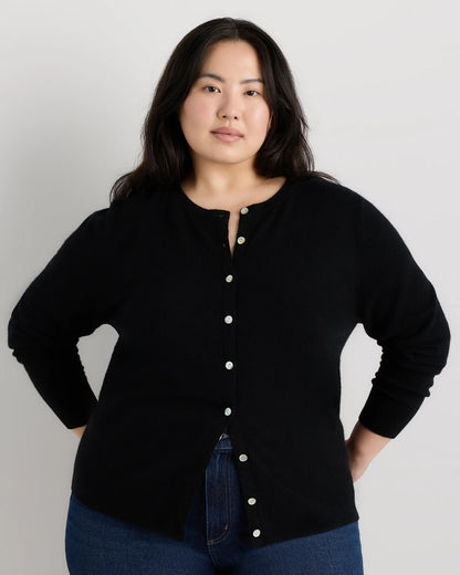 Mongolian Cashmere Cardigan Sweater - 1X / Ivory