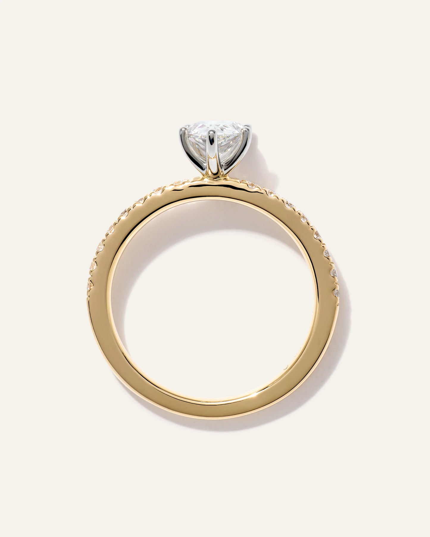 Lab Grown Diamond Pear Petite Pave Engagement Ring - 1ct - 4 / Yellow Gold