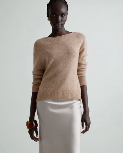 Mongolian Cashmere Boatneck Sweater - XS / Black