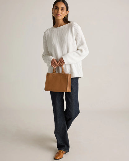 100% Organic Cotton Fisherman Boatneck Sweater - XS / Navy