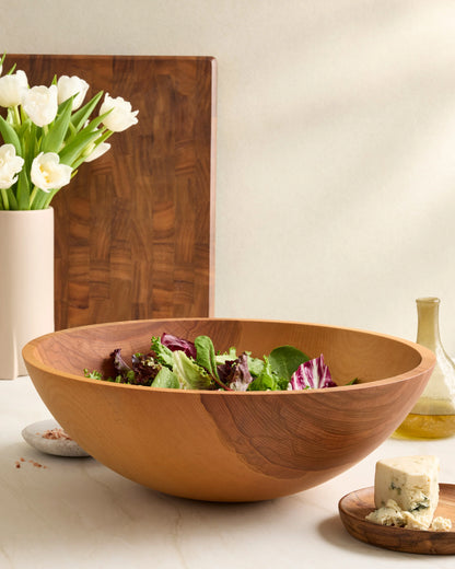 Handcrafted XL Wooden Serving Bowl, 17" - One Size / Beech Wood