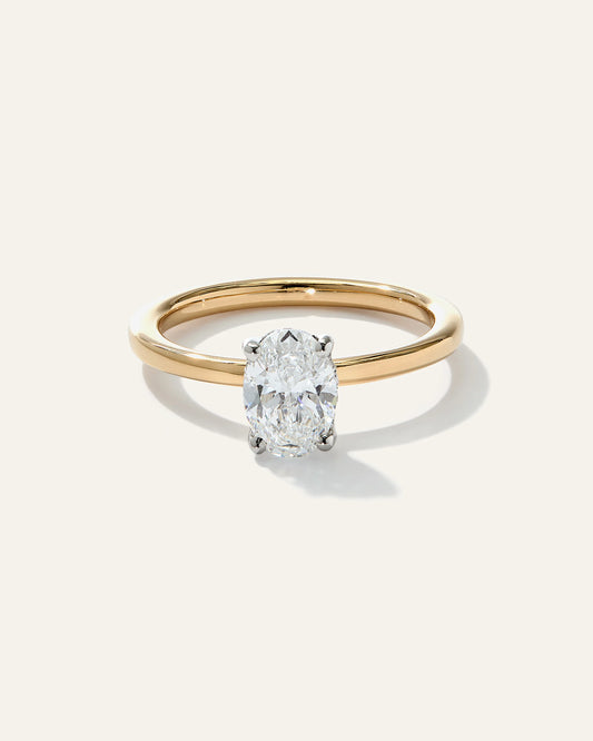 Lab Grown Diamond Oval Petite Hidden Halo Engagement Ring - 1ct - 4 / Yellow Gold