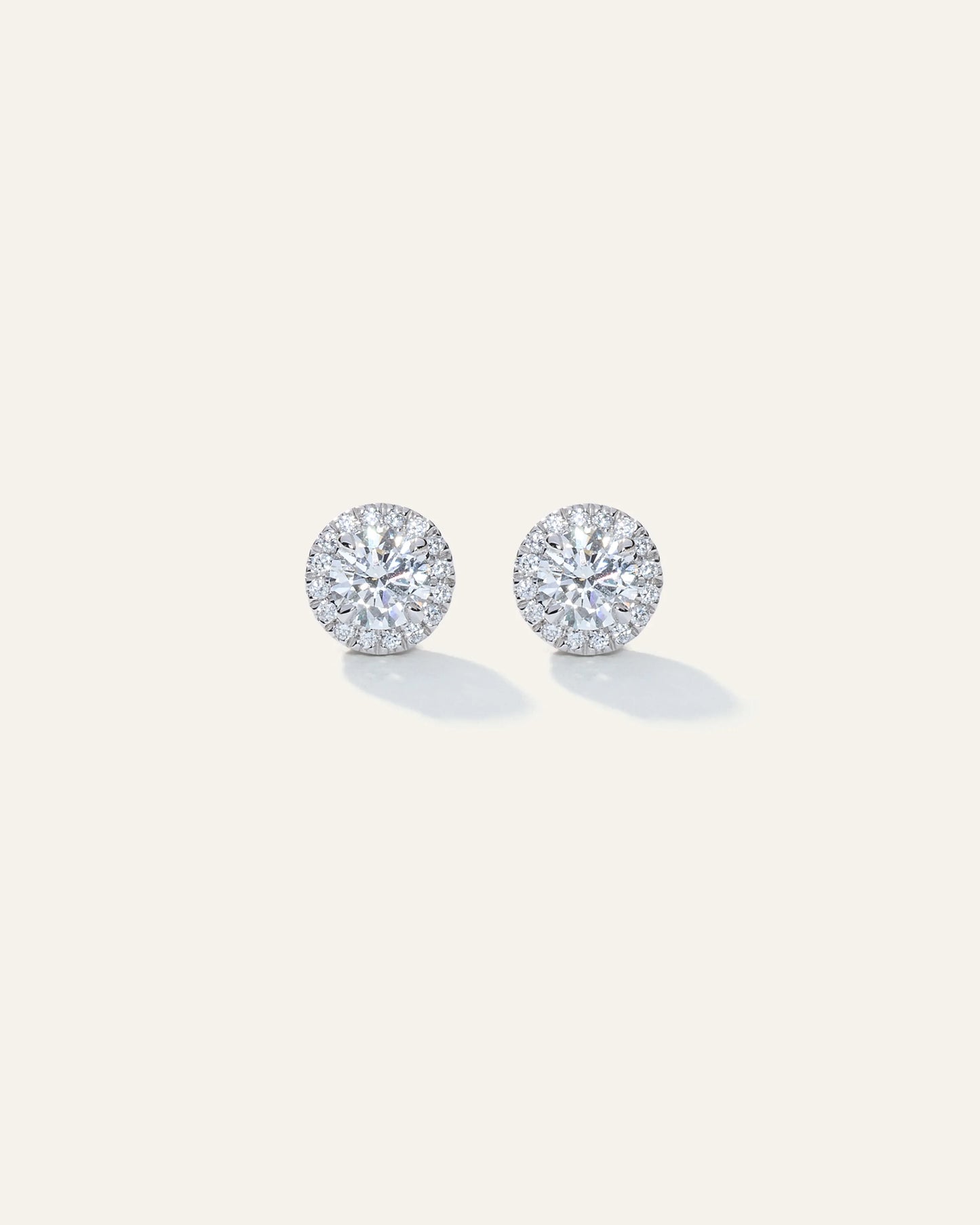 14K Gold Lab Grown Diamond Halo Studs - 1ctw - One Size / White Gold