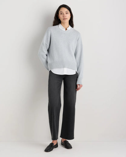 100% Organic Cotton Boyfriend Crew Sweater - XS / Speckled Beige