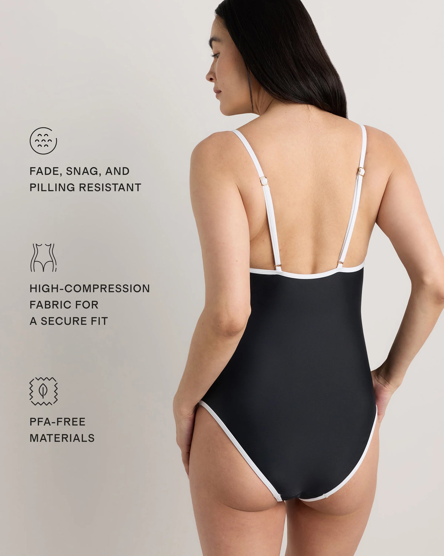 Italian Maternity Square Neck One-Piece Swimsuit - XS / Black/White