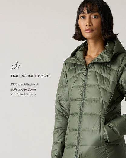 Lightweight Down Packable Puffer Hooded Jacket - XS / Navy