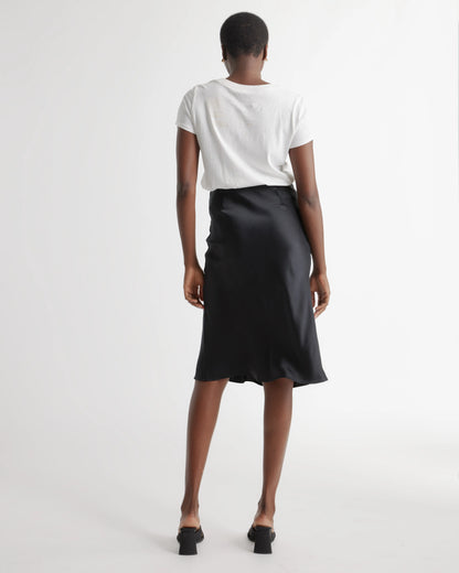 100% Washable Silk Skirt - XS / Champagne