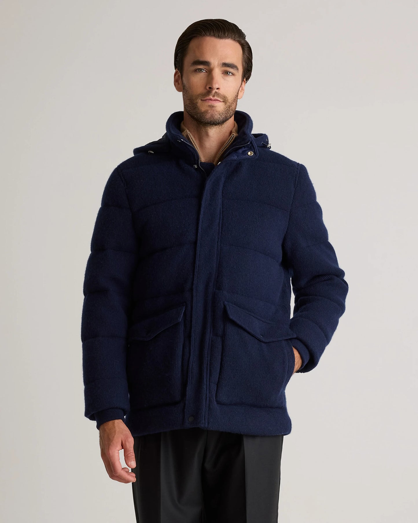 Mongolian Cashmere Puffer Coat - S / True Navy