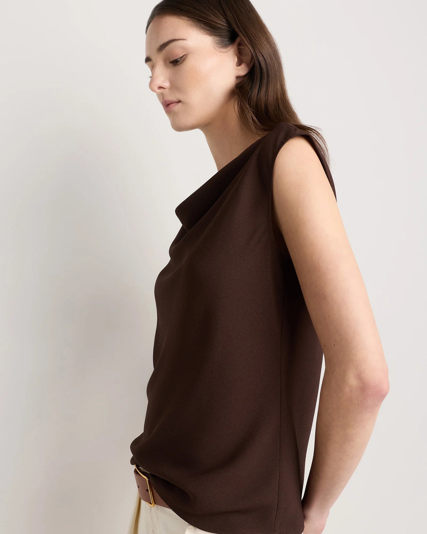 Draped Matte Cowl Neck Tank - XS / Porcelain Ivory
