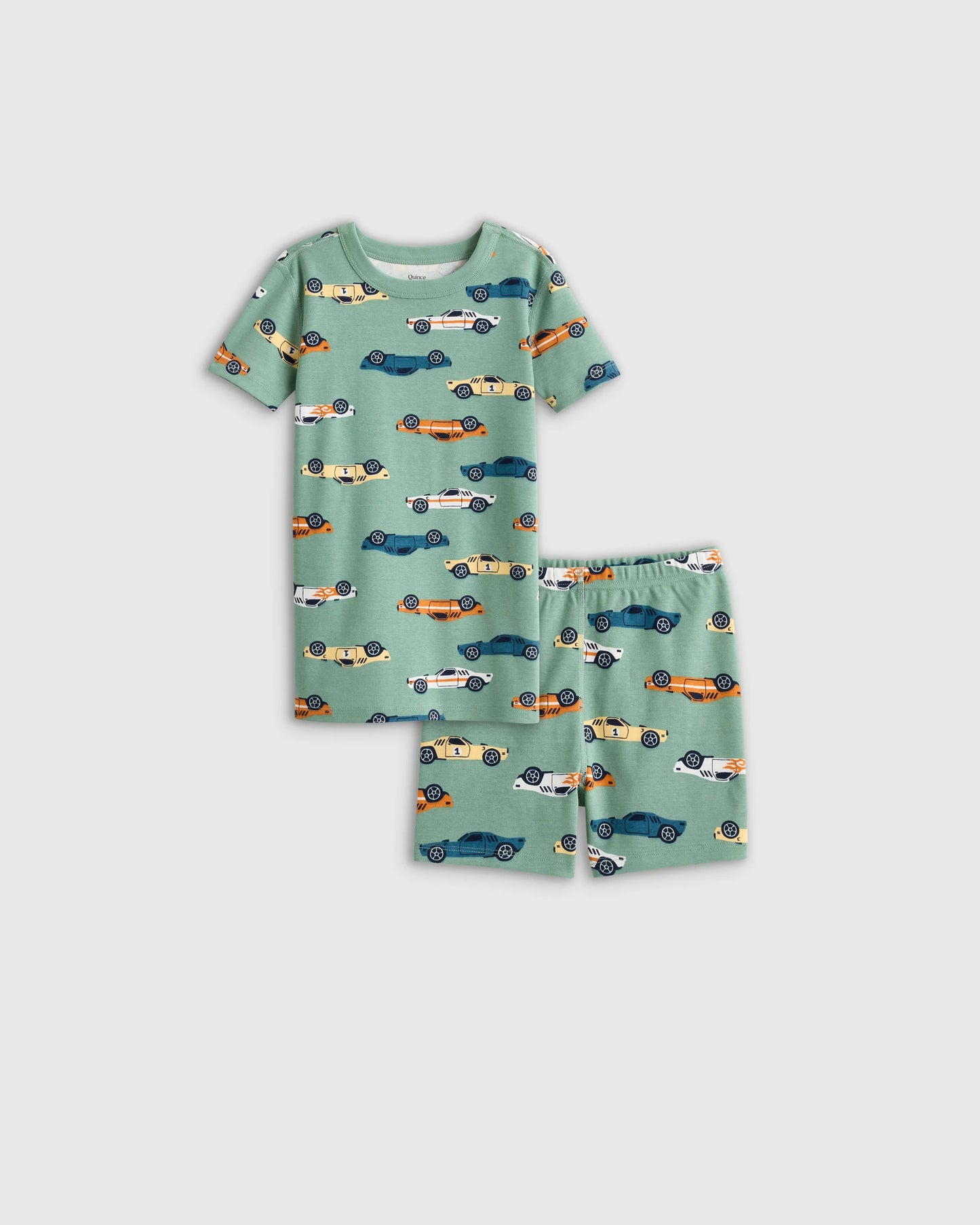 100% Organic Cotton Short Sleeve and Shorts Pajama Set - 6 / Navy Stripe