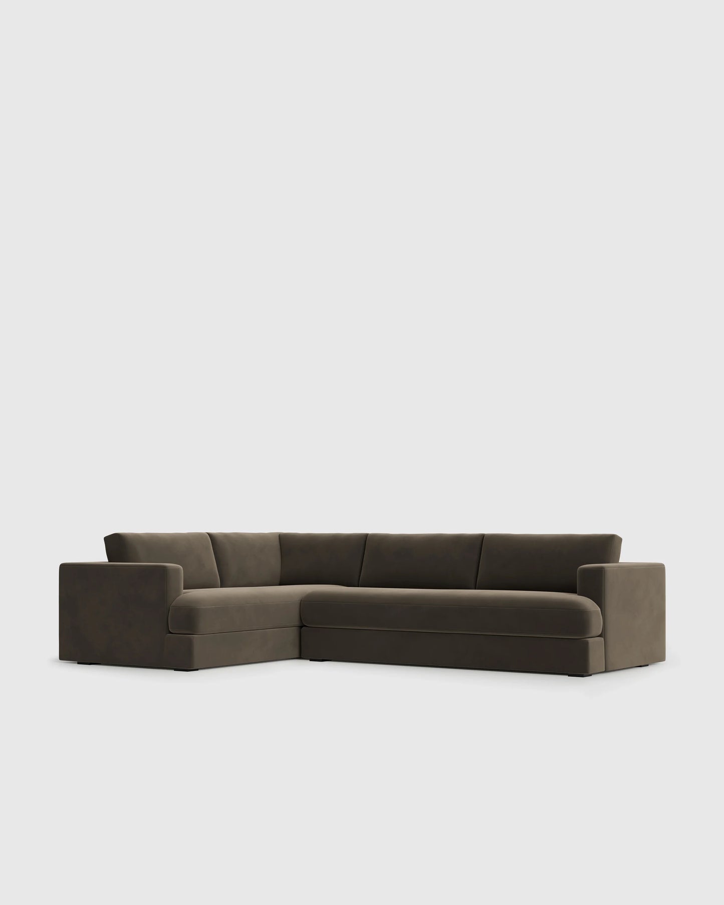 Sierra Curved Arm L Sectional in Performance Velvet - Right Arm / Sable