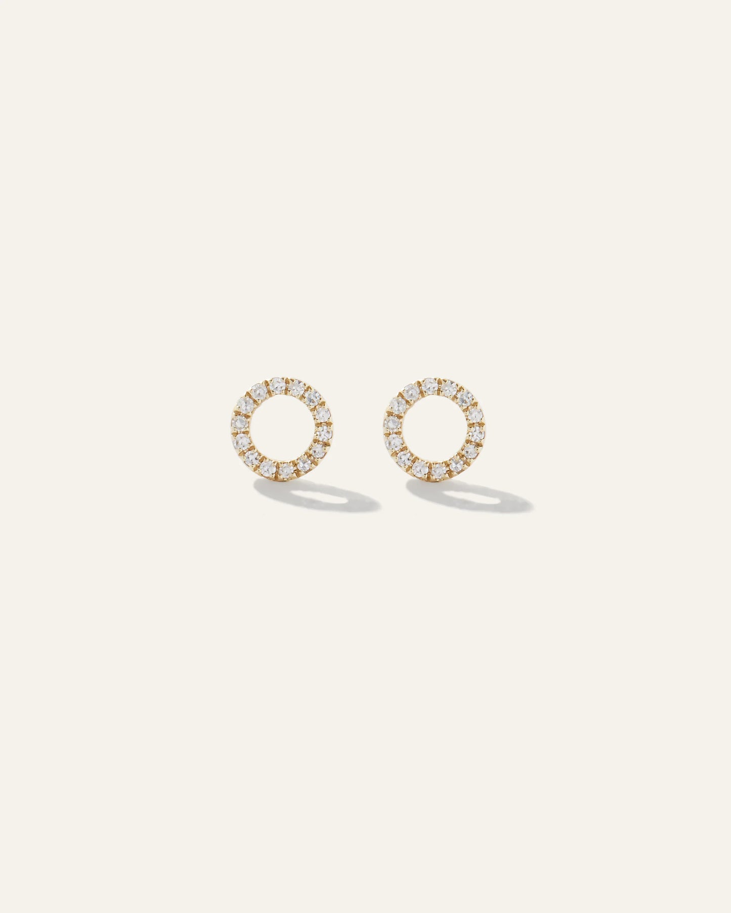 14K Diamond Pave Circle Studs - One Size / Yellow Gold