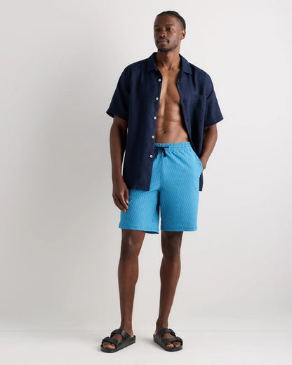 Italian Swim Trunks - 9" - S / Navy Palms