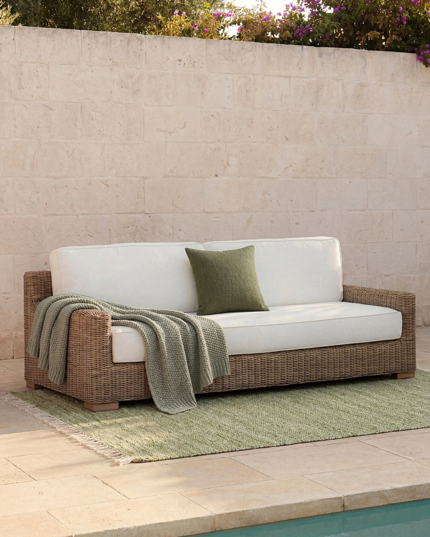 Classic All-Weather Wicker Outdoor Sofa - 86" / Natural Weave
