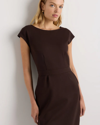 Ultra-Stretch Ponte Cap Sleeve Dress - XS / Ruby Red